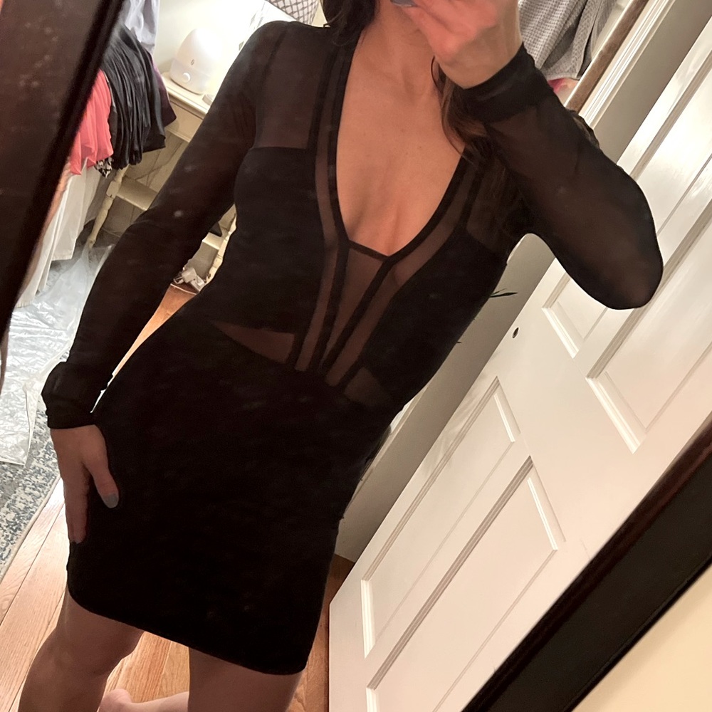 Black party dress partly sheer